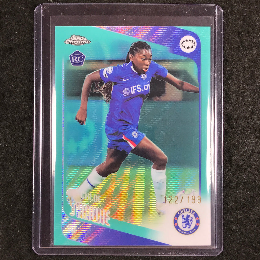 2025-26 Topps Chrome UEFA Women's UCL CHLOE SARWIE Rookie Aqua Wave 122/199 #15