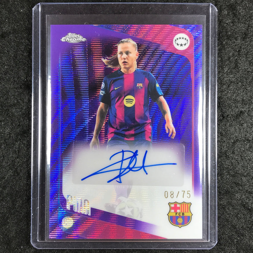 2025-26 Topps Chrome UEFA Women's UCL CLAUDIA PINA Chrome Auto Purple Wave 8/75