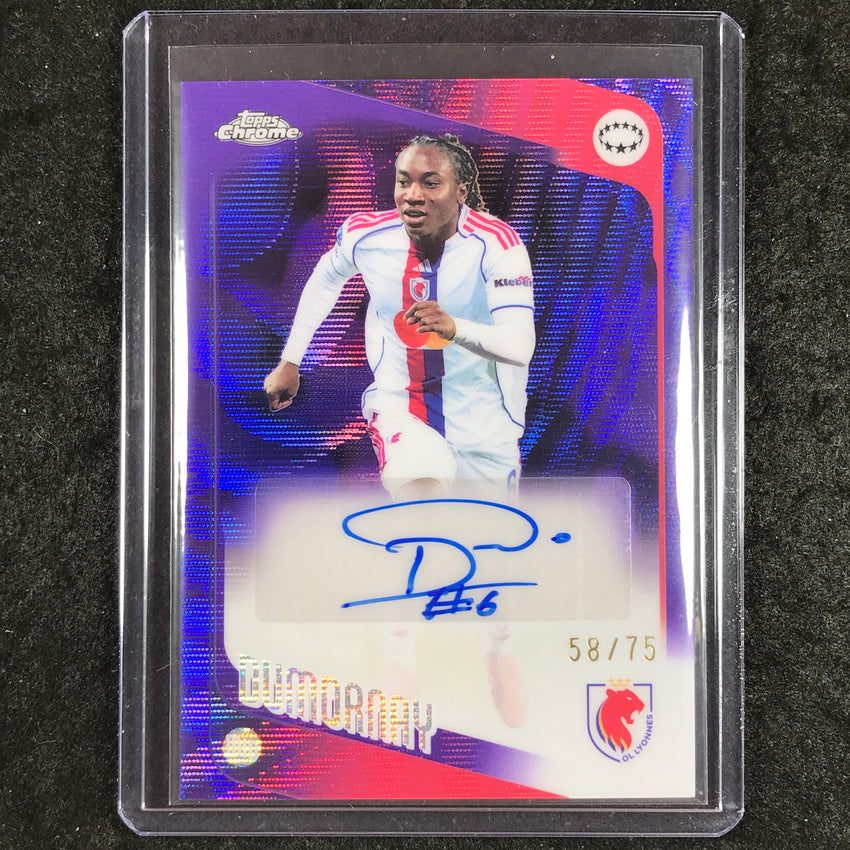 2025-26 Topps Chrome UEFA Women's MELCHIE DUMORNAY Chrome Auto Purple Wave 58/75
