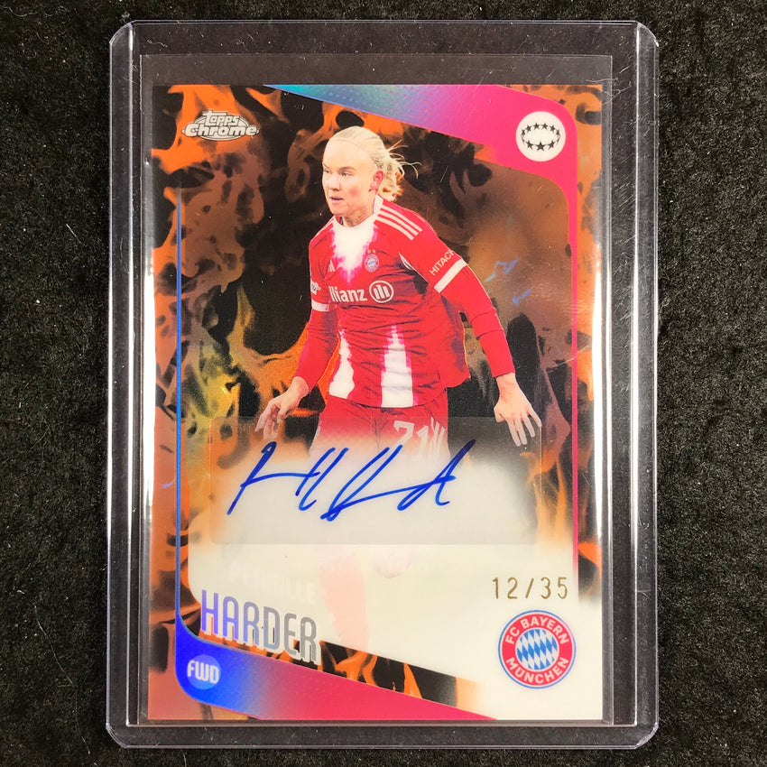 2025-26 Topps Chrome UEFA Women's UCL PERNILLE HARDER Chrome Auto Inferno 12/35