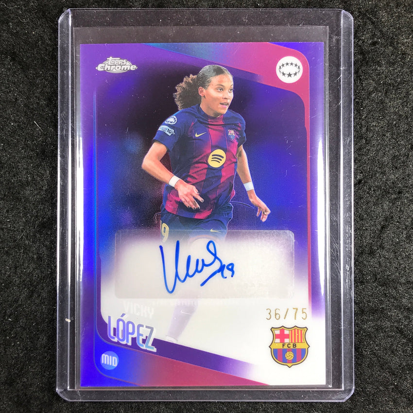 2025-26 Topps Chrome UEFA Women's UCL VICKY LOPEZ Chrome Auto Purple 36/75