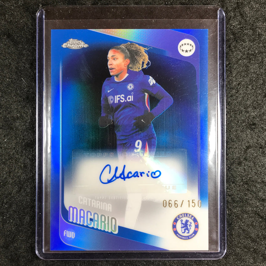2025-26 Topps Chrome UEFA Women's UCL CATARINA MACARIO Chrome Auto Blue 66/150