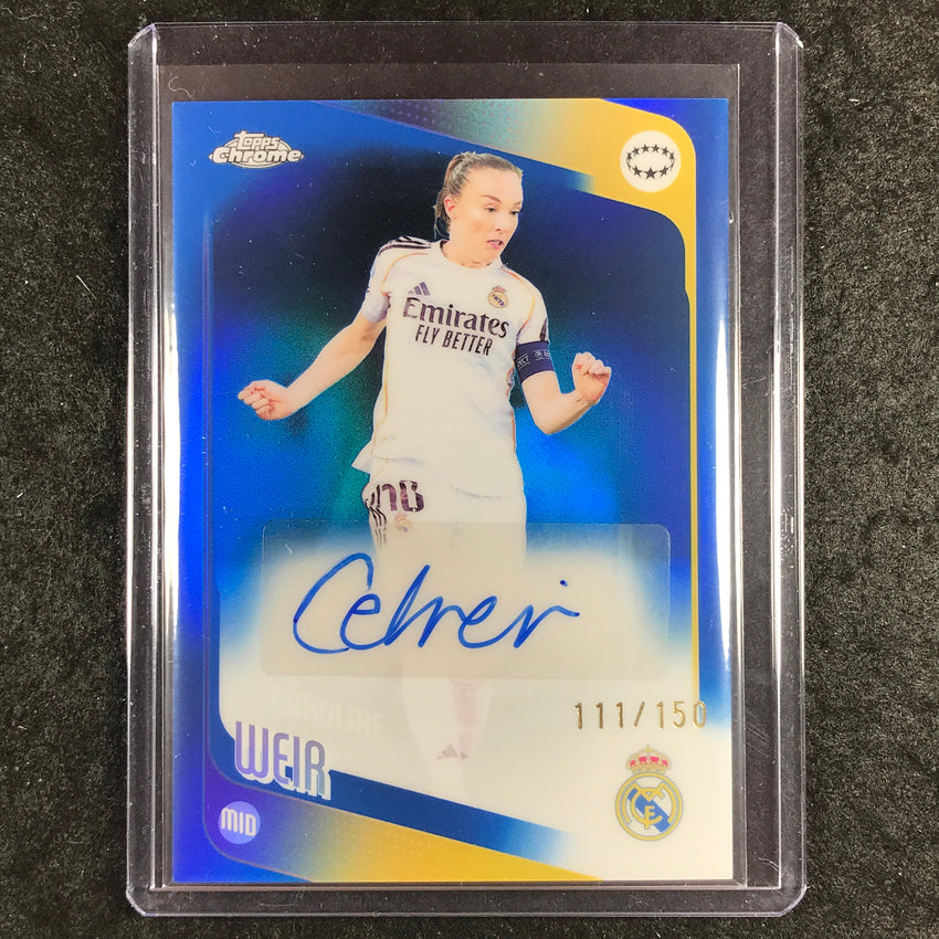 2025-26 Topps Chrome UEFA Women's UCL CAROLINE WEIR Chrome Auto Blue 111/150