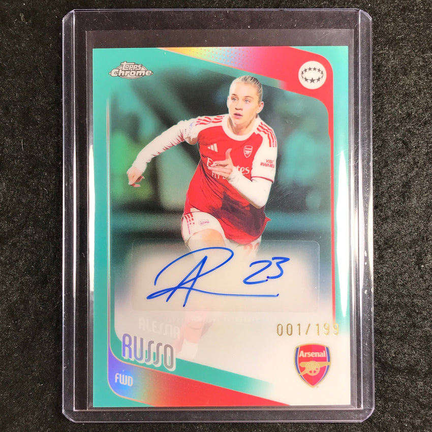 2025-26 Topps Chrome UEFA Women's UCL ALESSIA RUSSO Chrome Auto Aqua 1/199