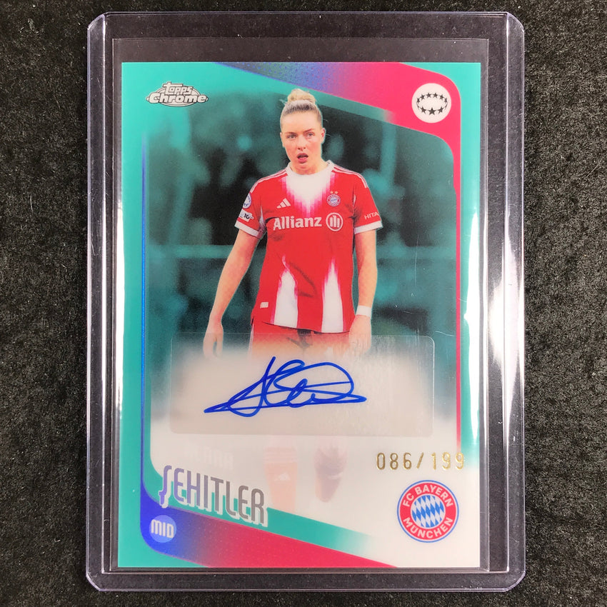 2025-26 Topps Chrome UEFA Women's UCL ALARA SEHITLER Chrome Auto Aqua 86/199