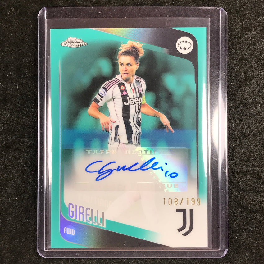2025-26 Topps Chrome UEFA Women's UCL CRISTIANA GIRELLI Chrome Auto Aqua 108/199