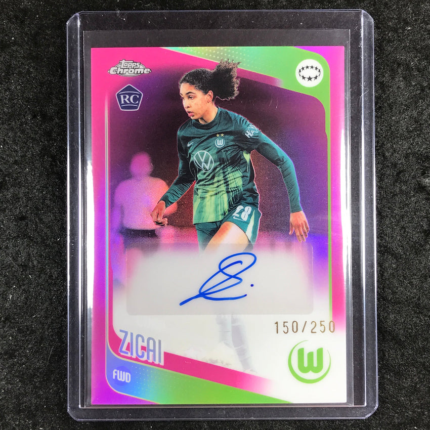 2025-26 Topps Chrome UEFA Women's UCL CORA ZICAI Chrome Rookie Auto Pink 150/250