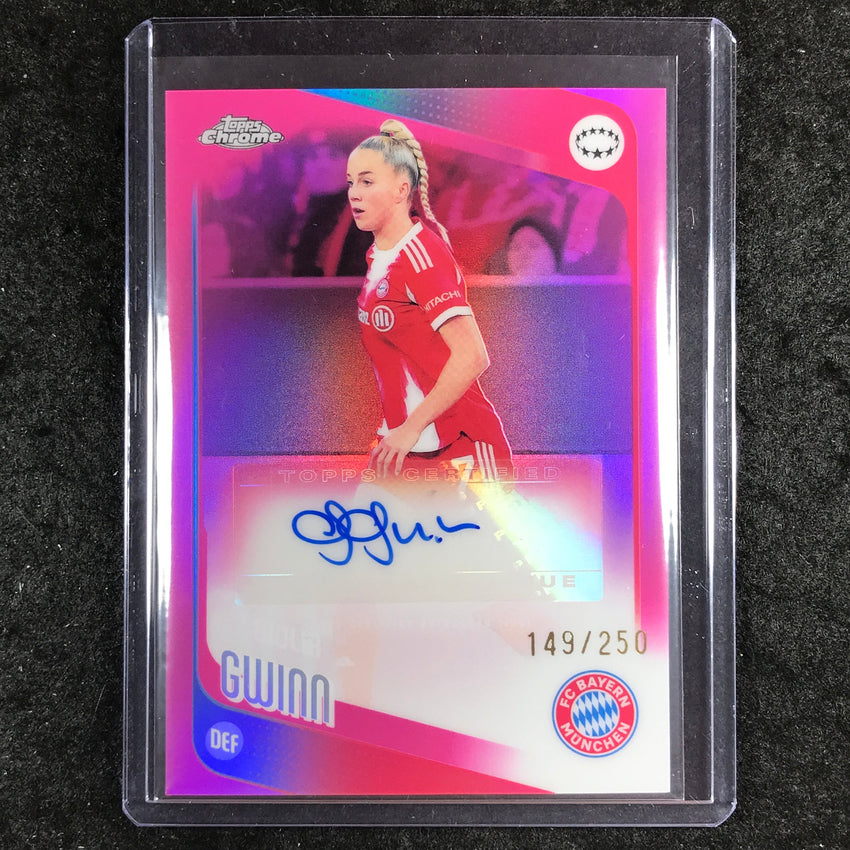 2025-26 Topps Chrome UEFA Women's UCL GIULIA GWINN Chrome Auto Pink 149/250