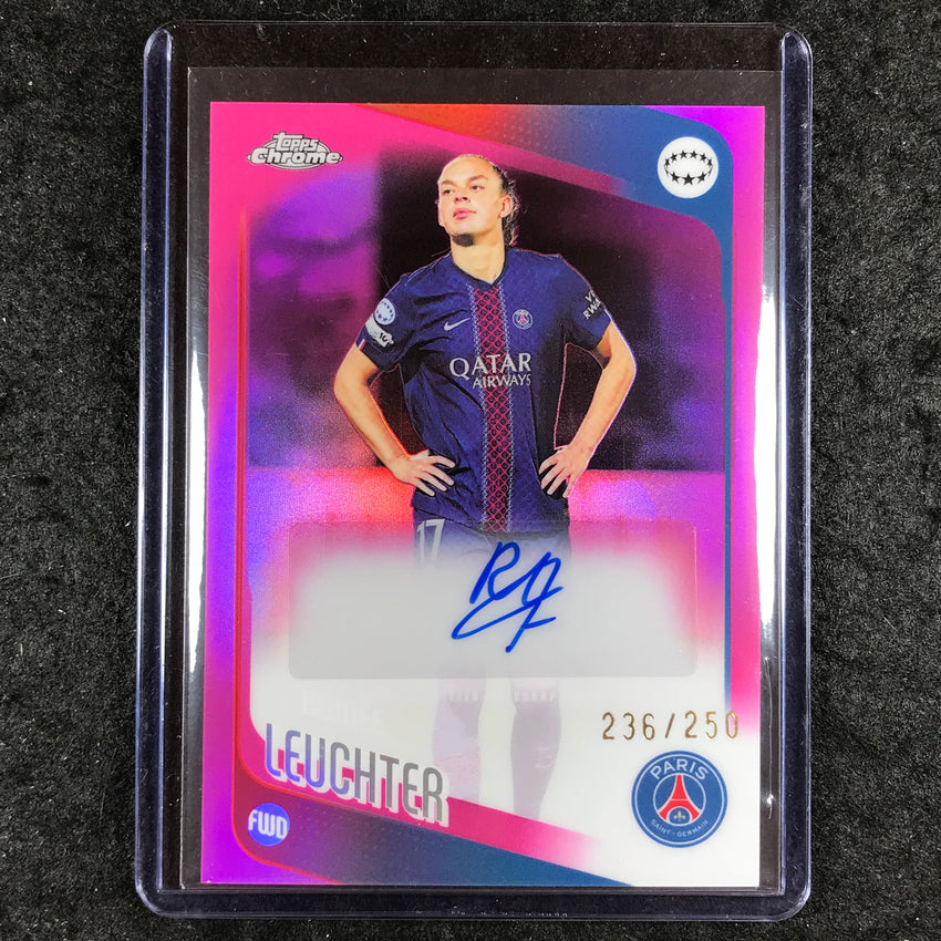 2025-26 Topps Chrome UEFA Women's UCL ROMEE LEUCHTER Chrome Auto Pink 236/250