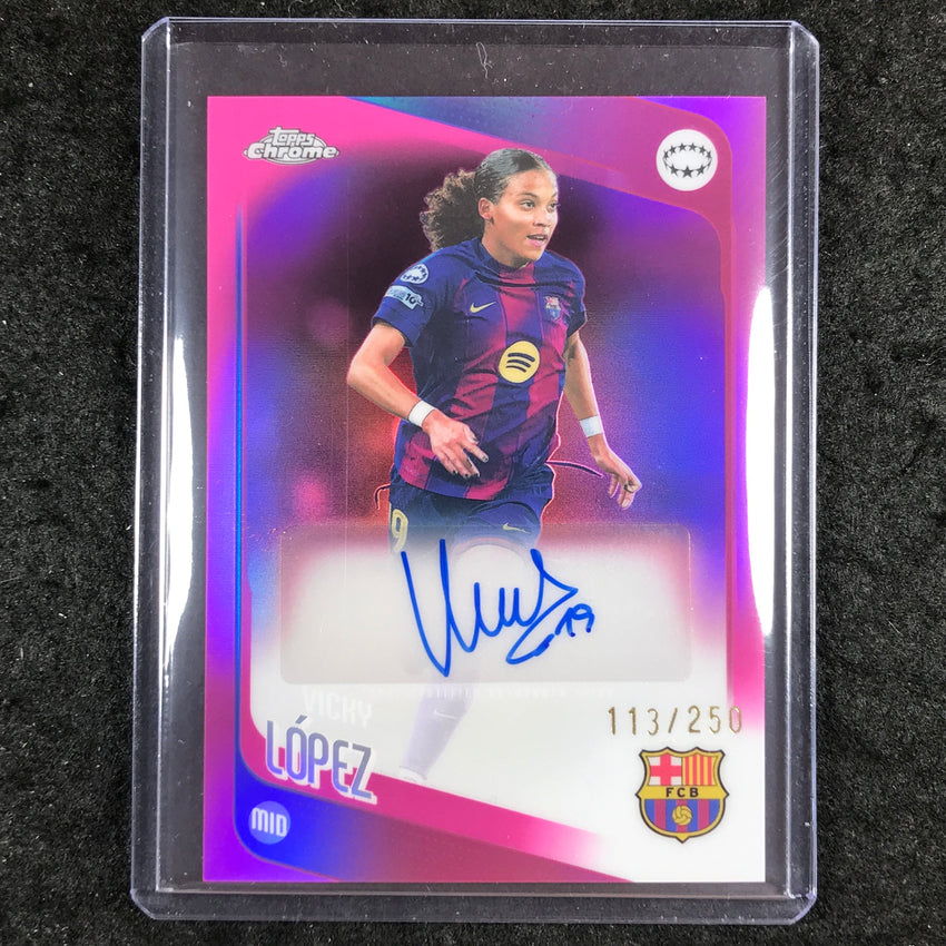 2025-26 Topps Chrome UEFA Women's UCL VICKY LOPEZ Chrome Auto Pink 113/250