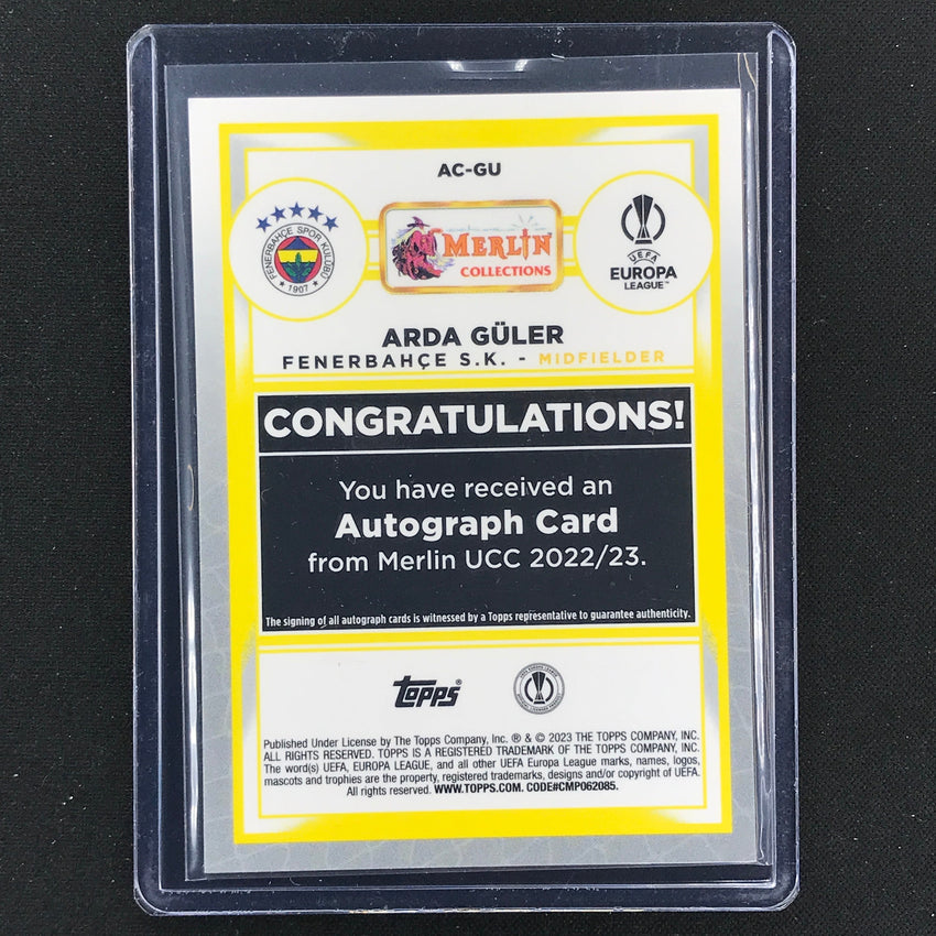 2022-23 Merlin Chrome Uefa Arda Guler Rookie Base Auto Refractor No Gu