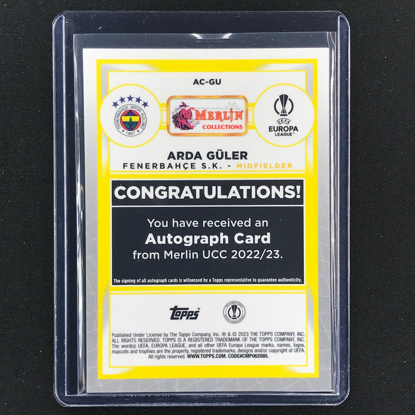 2022-23 Merlin Chrome Uefa Arda Guler Rookie Base Auto Wave 66/150
