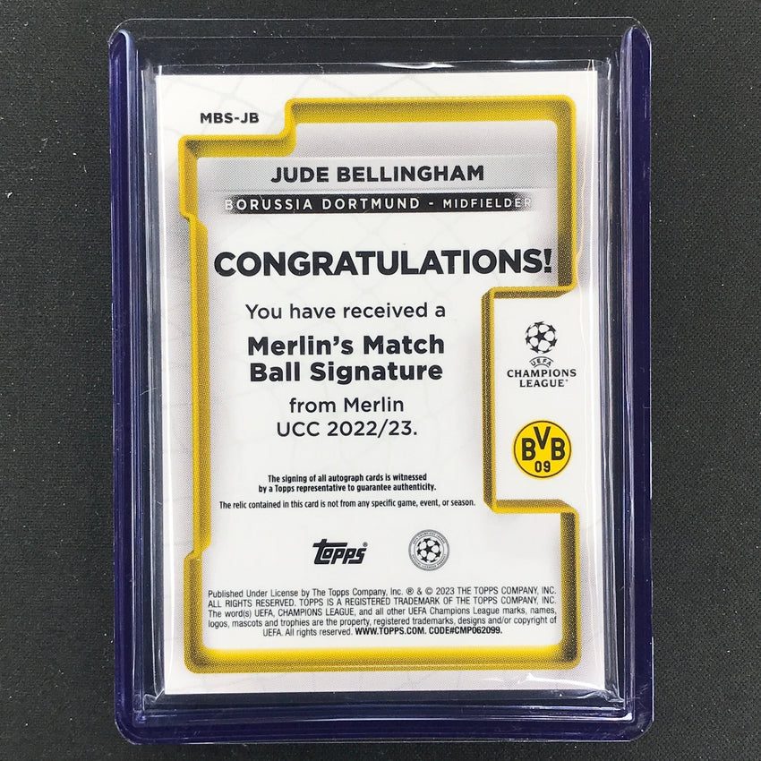 2022-23 Merlin Chrome Uefa Jude Bellingham Merlins Match Ball Relic Auto No Jb