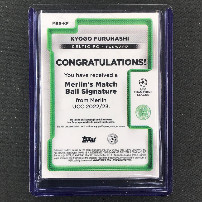 2022-23 Merlin Chrome Uefa Kyogo Furuhashi Merlins Match Ball Relic Auto 6/25