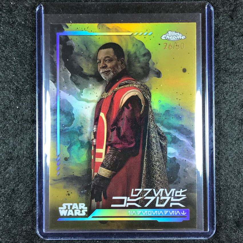 2024 Topps Chrome Star Wars GREEF KARGA Aurebesh Gold 26/50 #43
