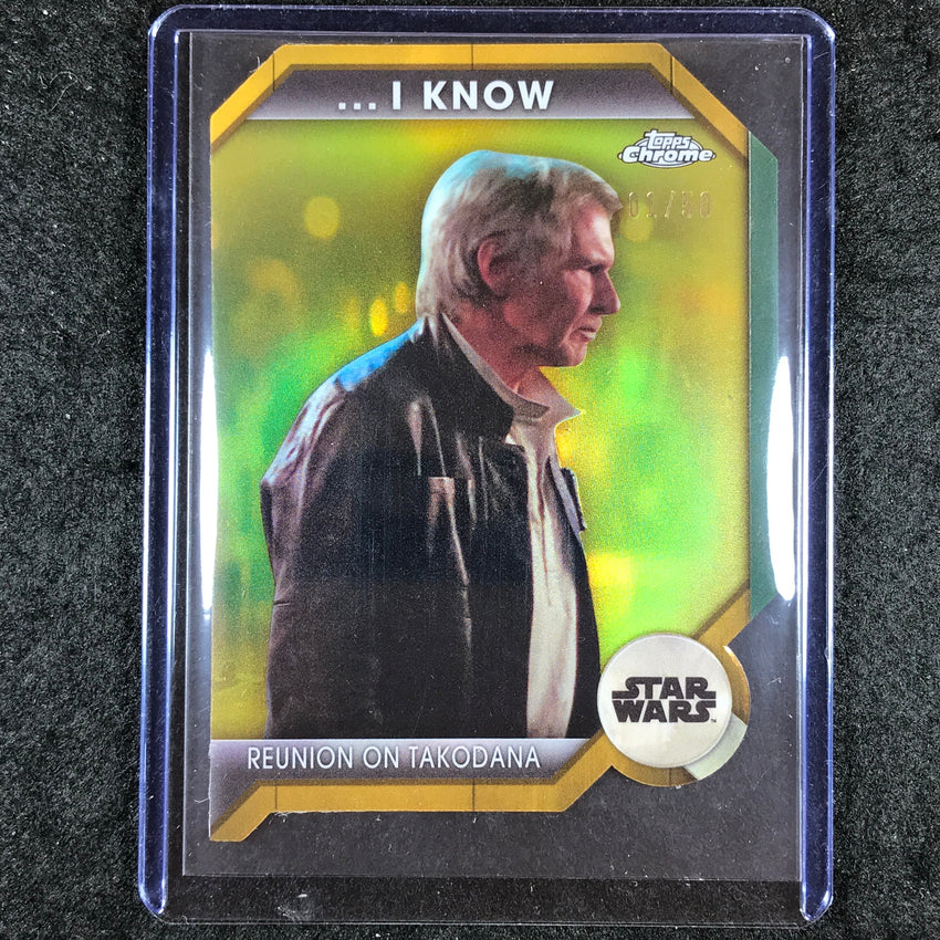 2024 Topps Chrome Star Wars REUNION ON TAKODANA I Love You I Know Gold 1/50 #9B