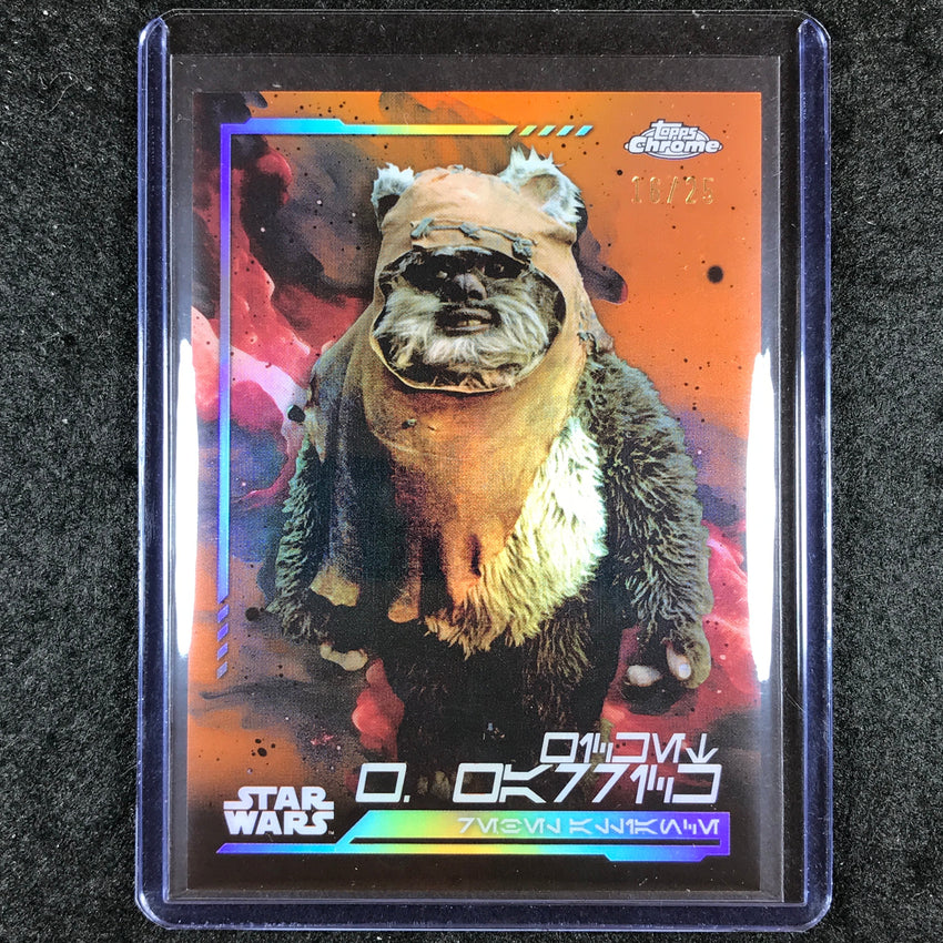2024 Topps Chrome Star Wars WICKET W. WARRICK Aurebesh Rebel Orange 16/25