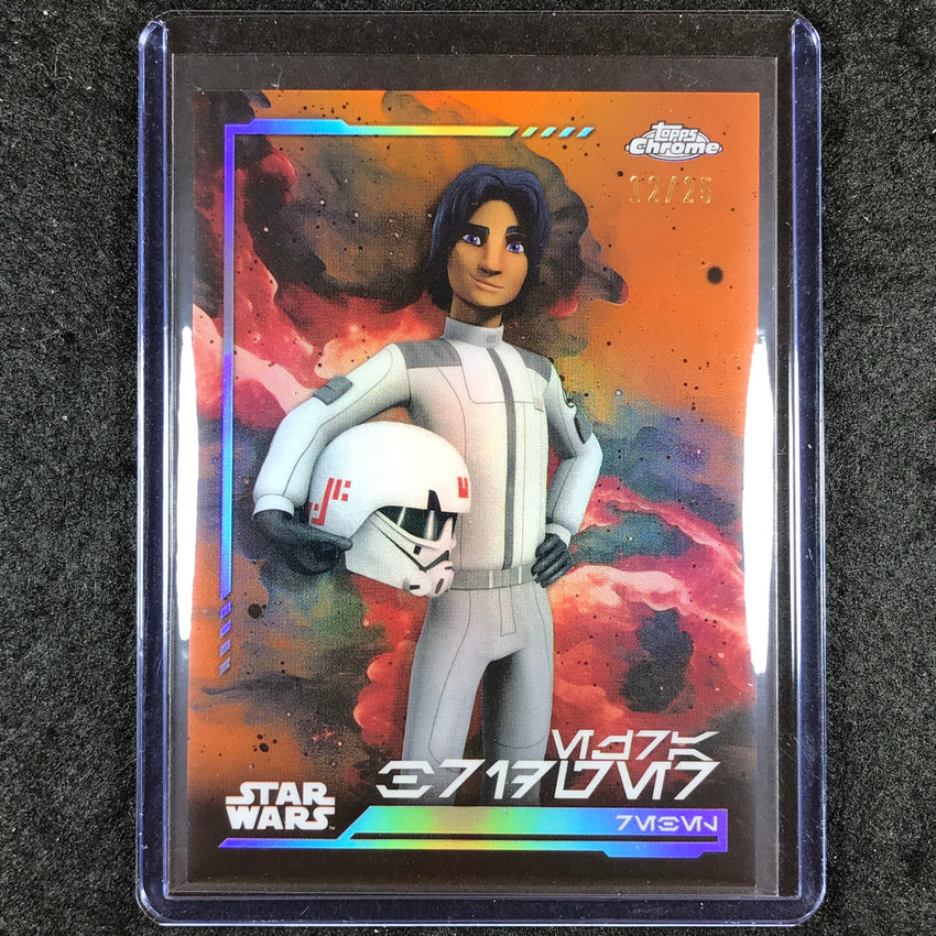 2024 Topps Chrome Star Wars EZRA BRIDGER Aurebesh Rebel Orange 12/25