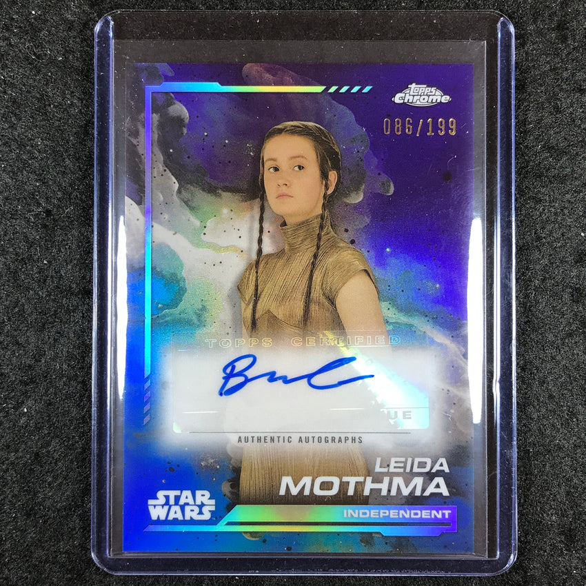 2024 Topps Chrome Star Wars BRONTE CARMICHAEL AS LEIDA MOTHMA Auto Aqua 86/199
