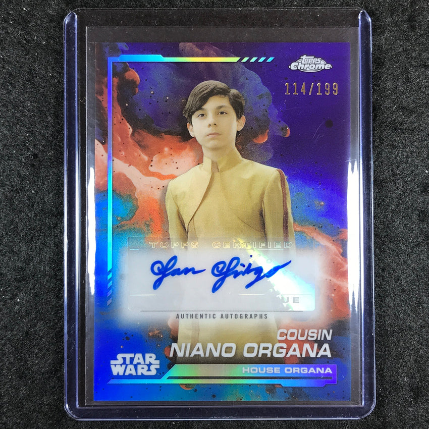 2024 Topps Chrome Star Wars IAN INIGO AS COUSIN NIANO ORGANA Auto Aqua 114/199