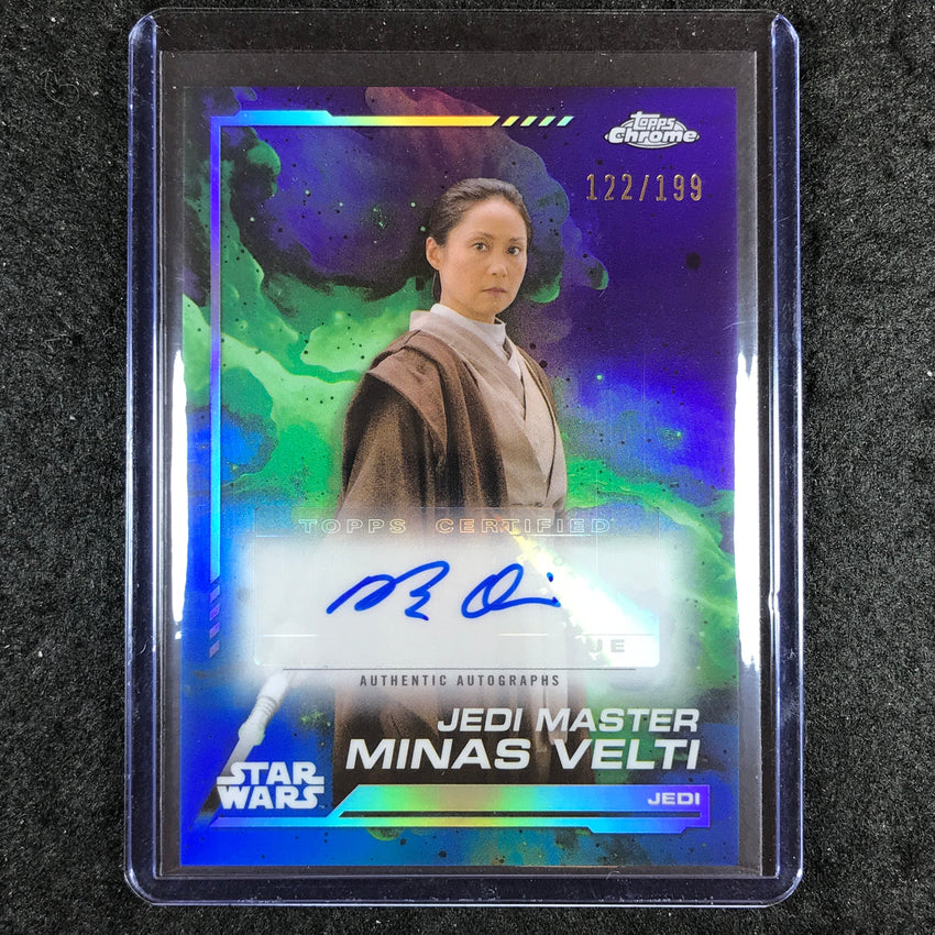 2024 Topps Chrome Star Wars MING QIU AS MINAS VELTI Auto Aqua 122/199
