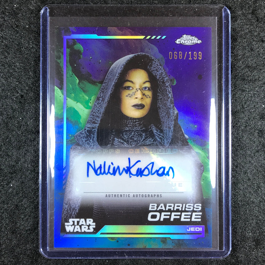 2024 Topps Chrome Star Wars NALINI KRISHAN AS BARRISS OFFEE Auto Aqua 68/199