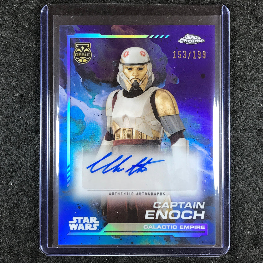 2024 Topps Chrome Star Wars WES CHATHAM AS CAPTAIN ENOCH Auto Aqua 153/199