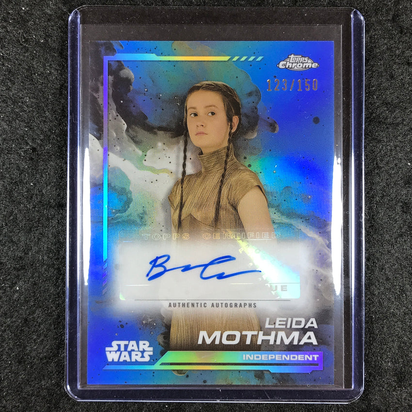2024 Topps Chrome Star Wars BRONTE CARMICHAEL AS LEIDA MOTHMA Auto Blue 123/150