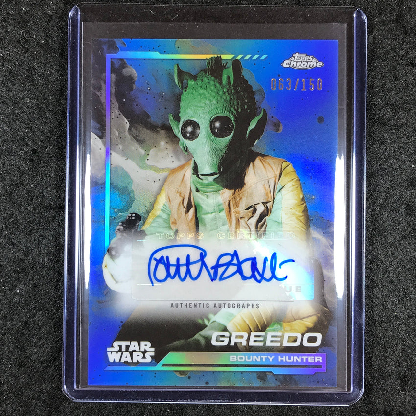 2024 Topps Chrome Star Wars PAUL BLAKE AS GREEDO Auto Blue 63/150