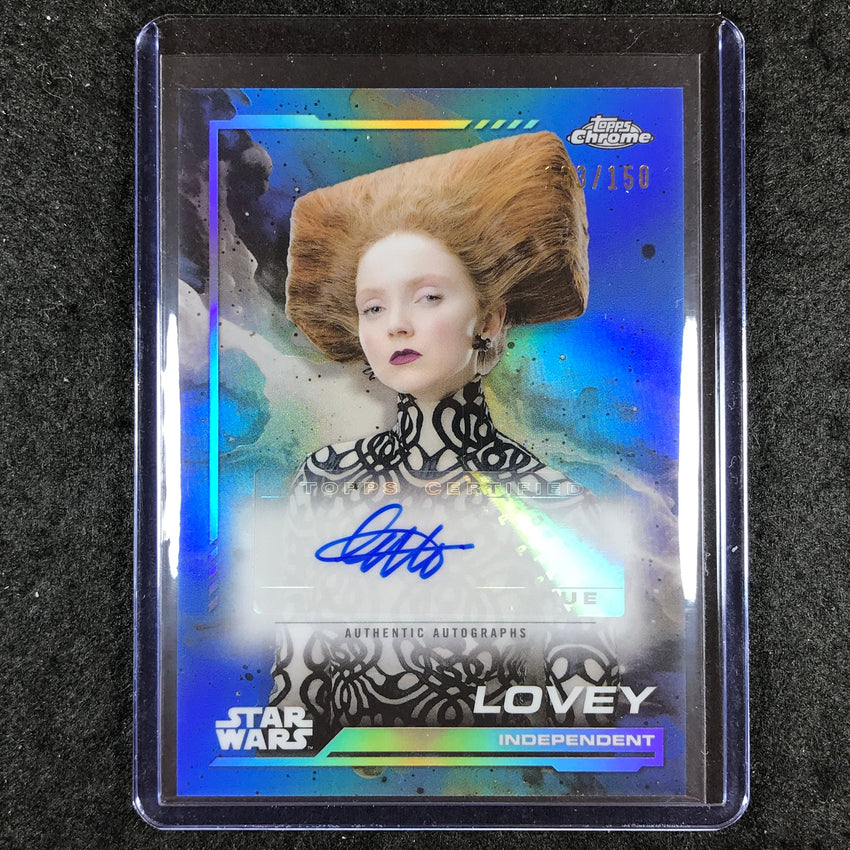 2024 Topps Chrome Star Wars LILY COLE AS LOVEY Auto Blue 133/150