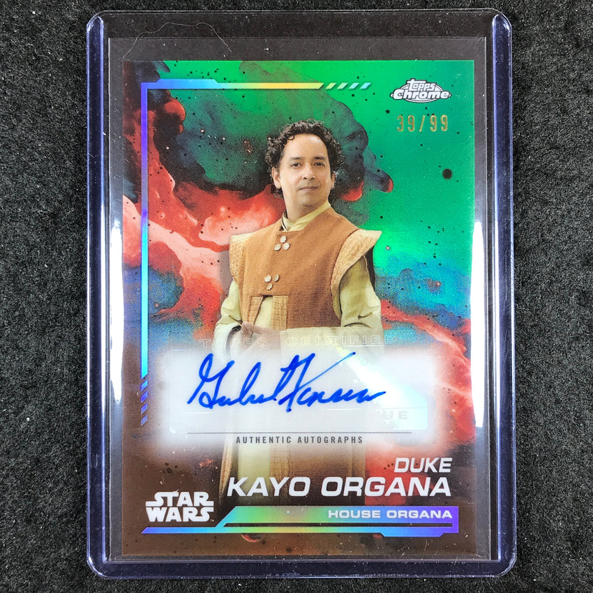2024 Topps Chrome Star Wars GABRIEL FONSECA AS DUKE KAYO ORGANA Auto Green 39/99