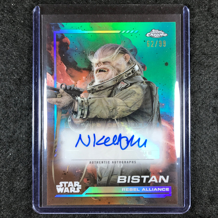 2024 Topps Chrome Star Wars NICK KELLINGTON AS BISTAN Auto Green 62/99