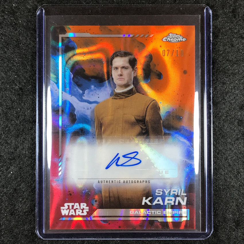 2024 Topps Chrome Star Wars KYLE SOLLER AS SYRIL KARN Auto Mustafar Lava 7/10