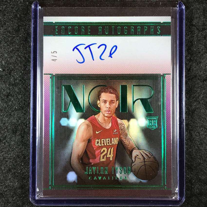 2024-25 Noir JAYLON TYSON Encore Signatures Rookie Auto International Green 4/5