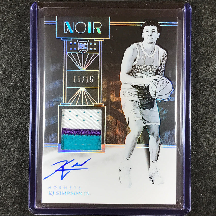 2024-25 Noir KJ SIMPSON JR. Rookie Patch Auto Black White International 15/15