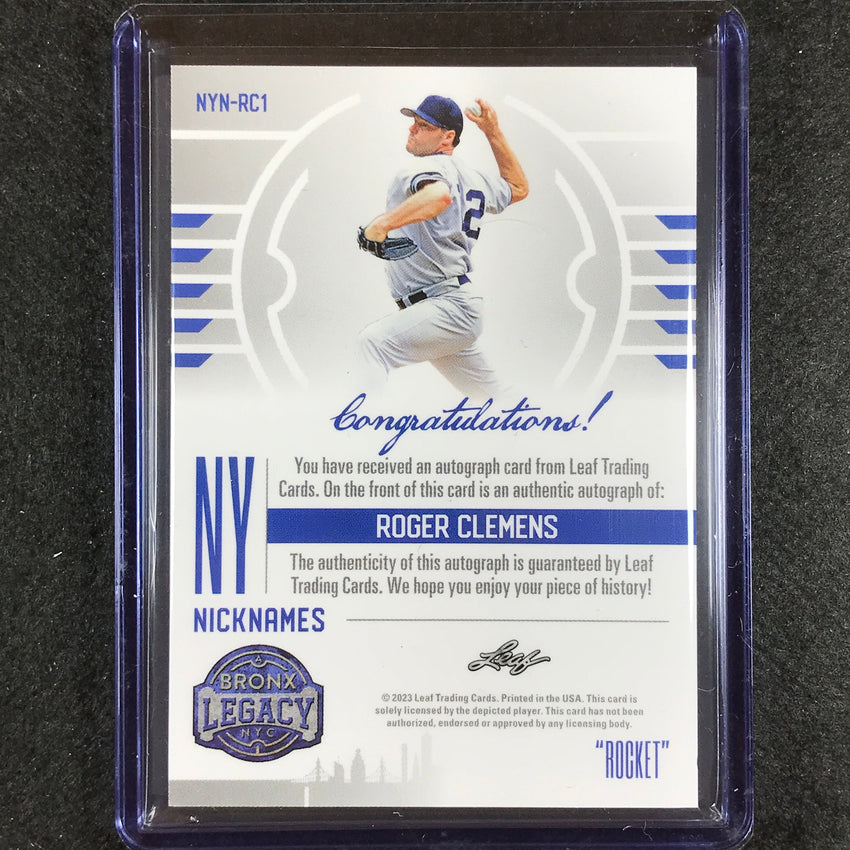 2023 A Bronx Legacy Mlb Roger Clemens Rocket Ny Nicknames Auto Gold Holo 1/1