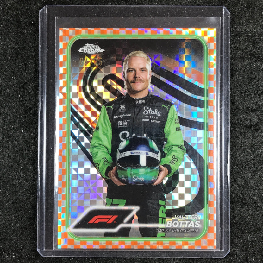 2024 Topps Chrome Formula 1 VALTTERI BOTTAS Orange Checker Flag 4/25 #13