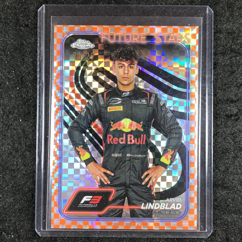 2024 Topps Chrome Formula 1 ARVID LINDBLAD Orange Checker Flag 8/25 #45
