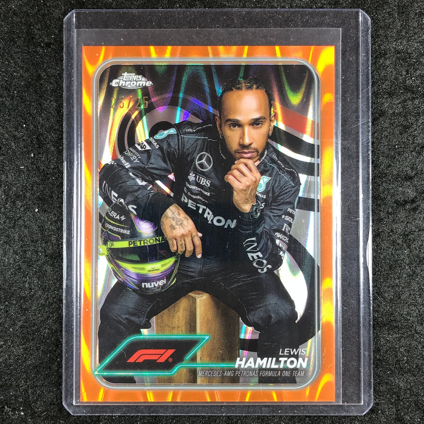 2024 Topps Chrome Formula 1 LEWIS HAMILTON Orange RayWave 25/25 #6