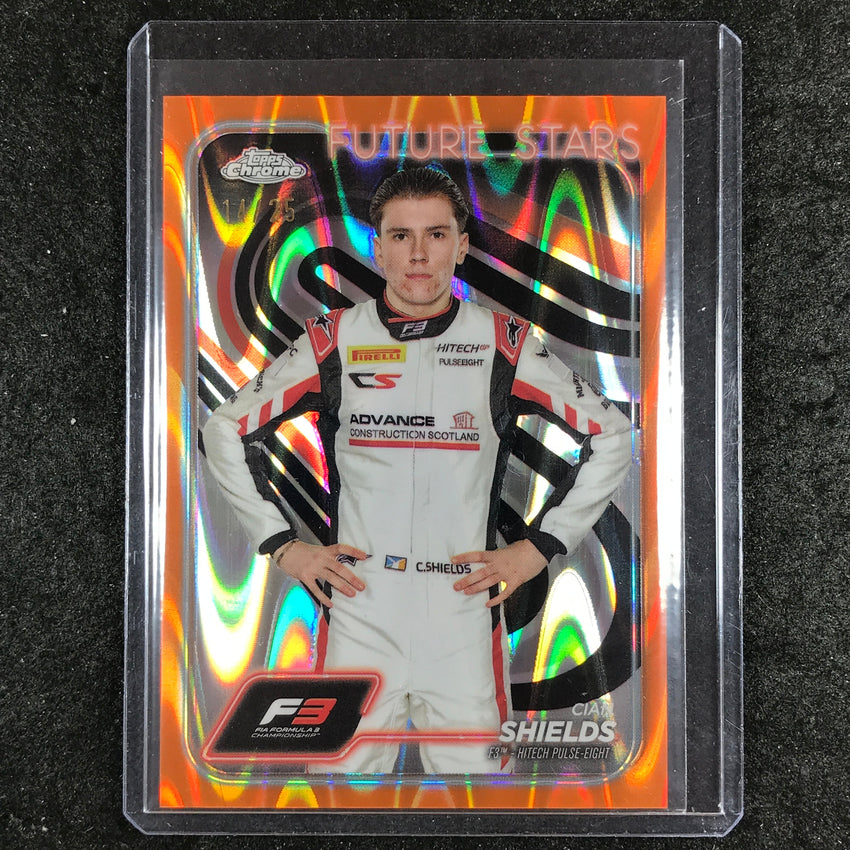 2024 Topps Chrome Formula 1 CIAN SHIELDS Orange RayWave 14/25 #57