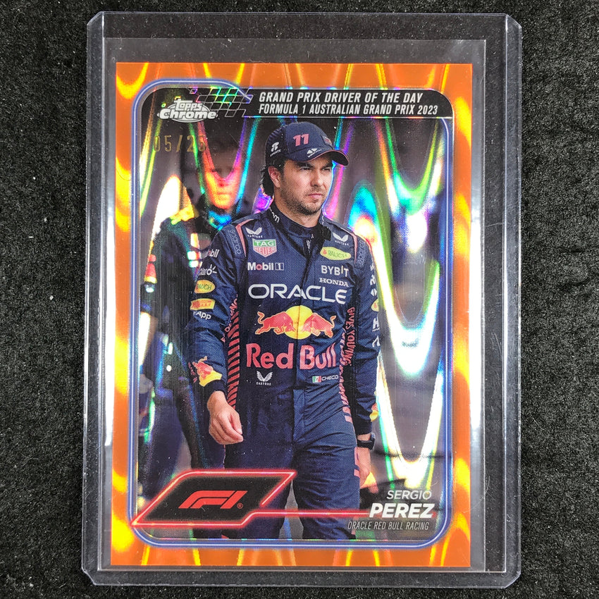 2024 Topps Chrome Formula 1 SERGIO PEREZ Orange RayWave 5/25 #161