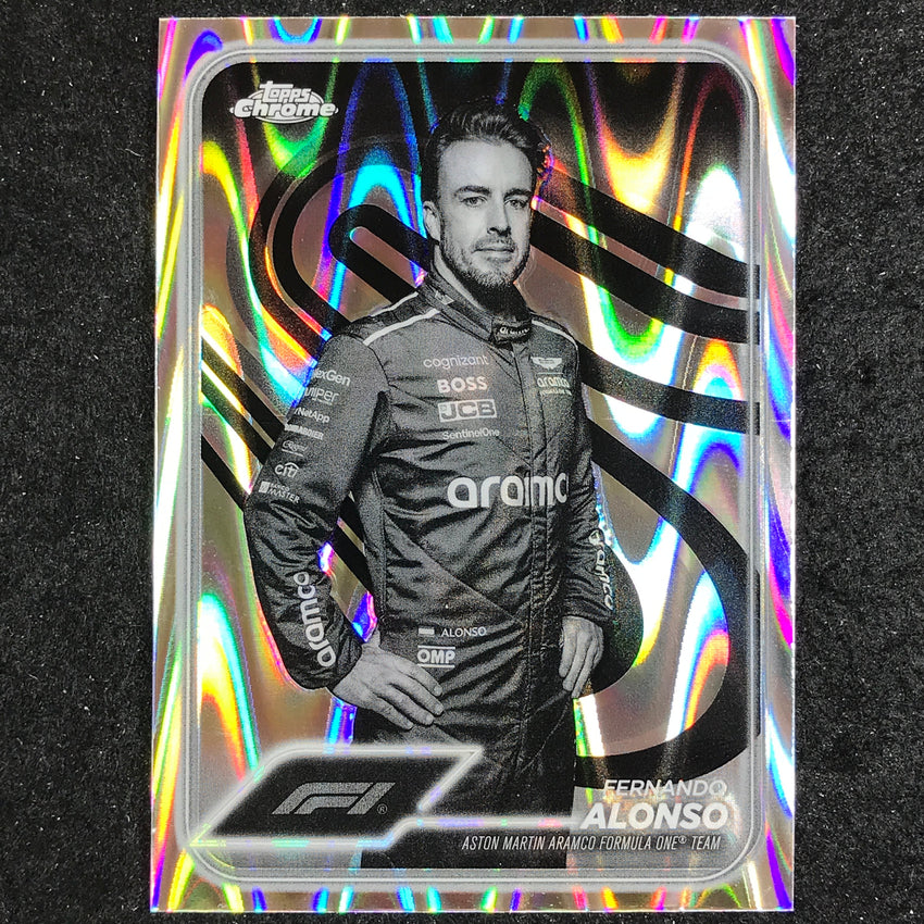 2024 Topps Chrome Formula 1 FERNANDO ALONSO Black White RayWave #11