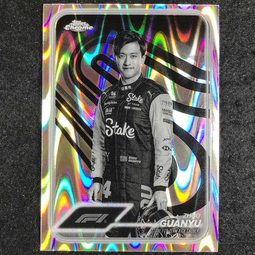 2024 Topps Chrome Formula 1 ZHOU GUANYU Black White RayWave #14