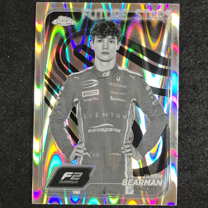 2024 Topps Chrome Formula 1 OLIVER BEARMAN Black White RayWave #21