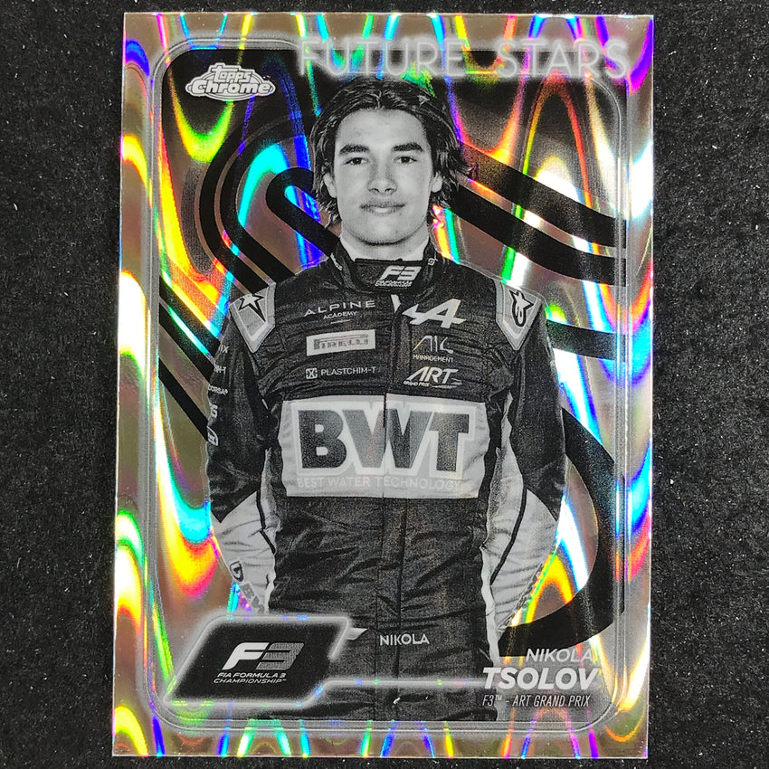 2024 Topps Chrome Formula 1 NIKOLA TSOLOV Black White RayWave #66