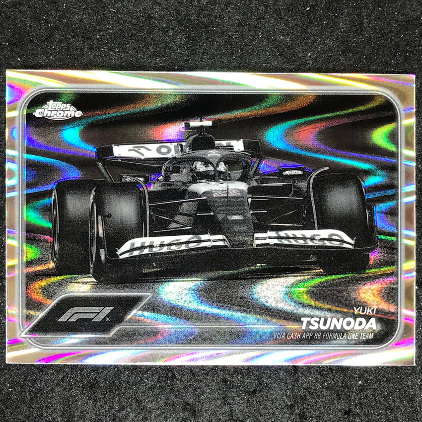 2024 Topps Chrome Formula 1 YUKI TSUNODA Black White RayWave #89