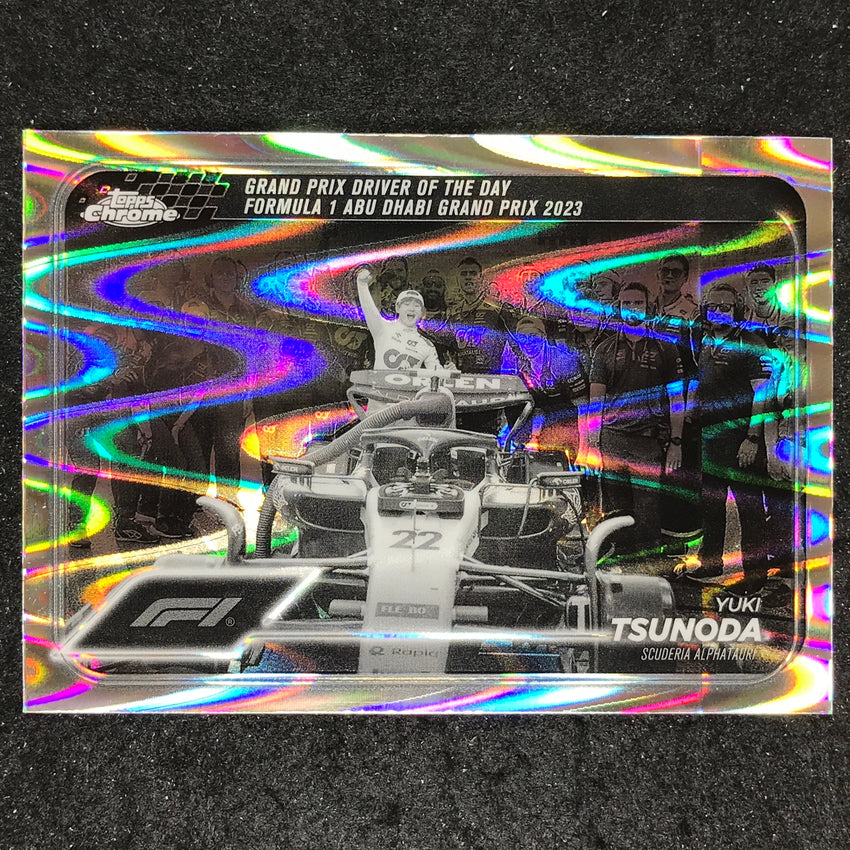 2024 Topps Chrome Formula 1 YUKI TSUNODA Black White RayWave #180