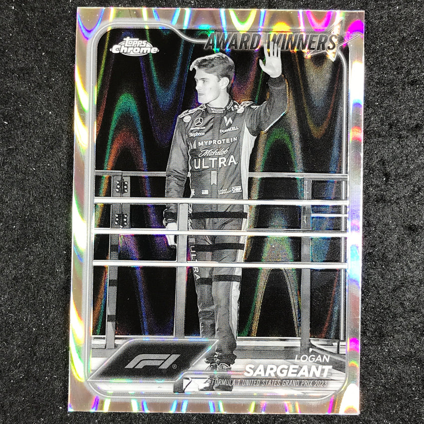 2024 Topps Chrome Formula 1 LOGAN SARGEANT Black White RayWave #186