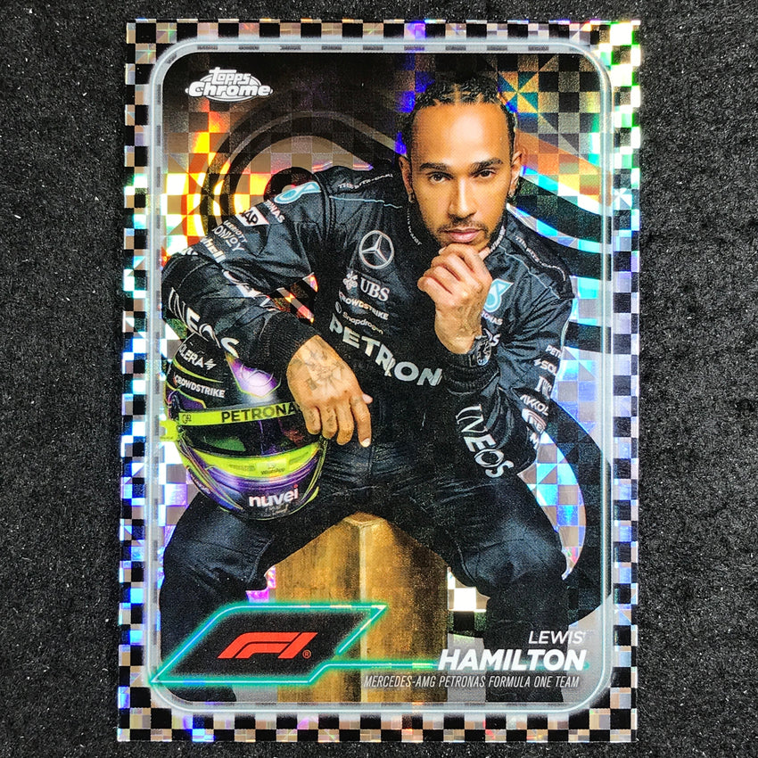 2024 Topps Chrome Formula 1 LEWIS HAMILTON Base Checker Flag #6
