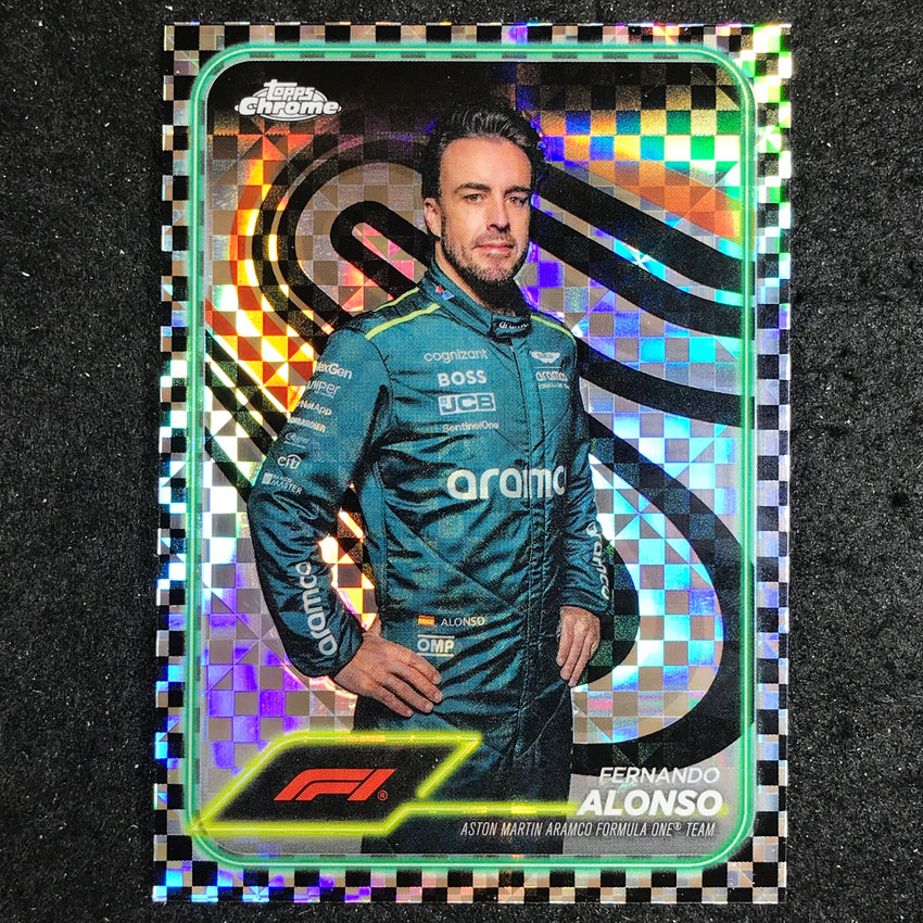 2024 Topps Chrome Formula 1 FERNANDO ALONSO Base Checker Flag #11